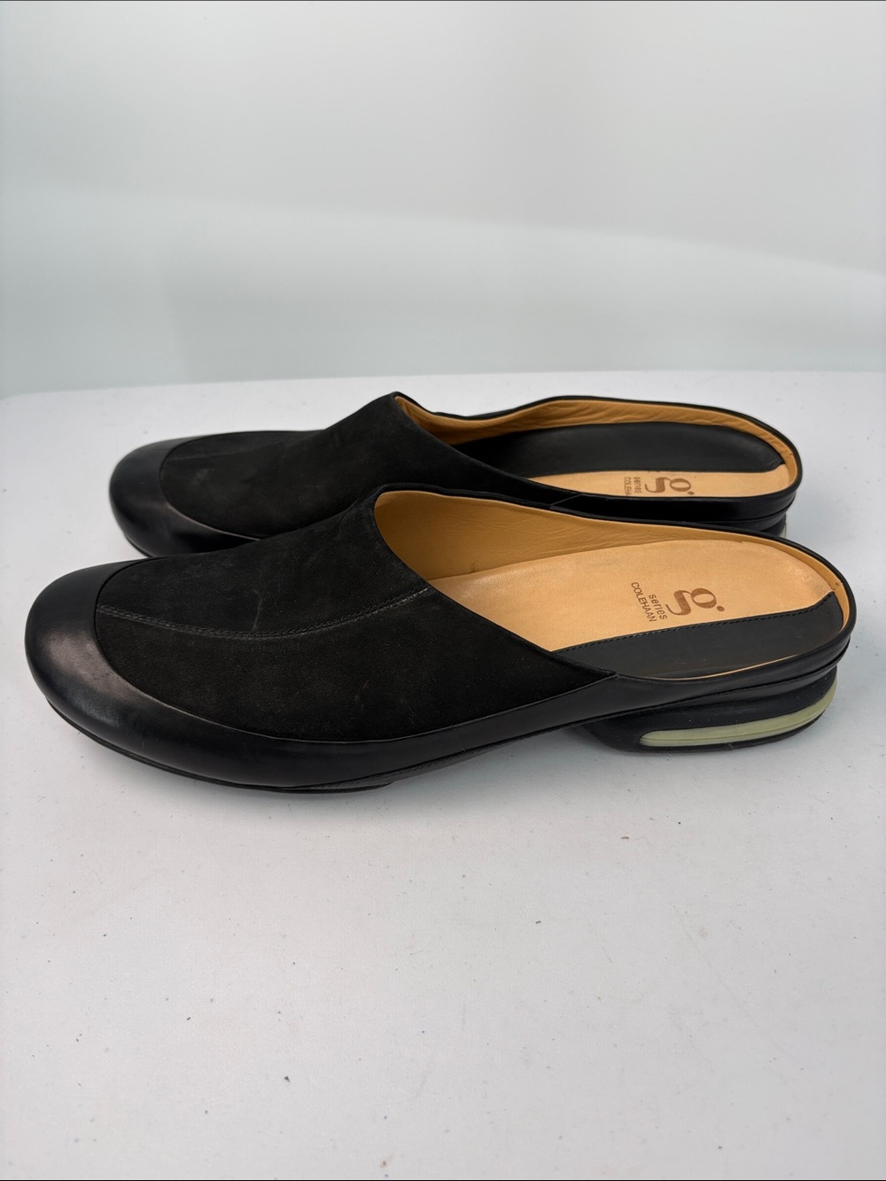 🗑️ Cole Haan G Series Nike AirBlack Leather & Suede Slip-On Mules D12645